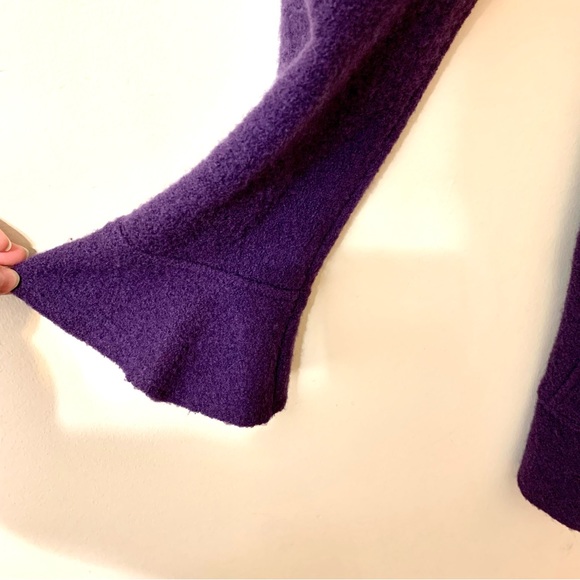 Xanaka 100% Wool Ruffled Shawl Cardigan/Sweater - Purple - Size 8 - Picture 6 of 11